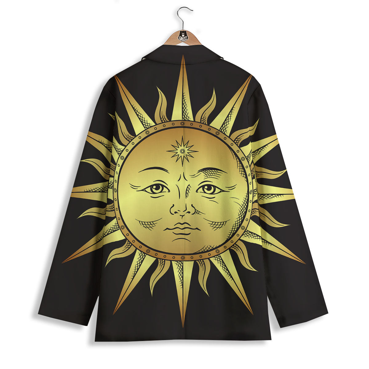 Celestial Sun Gold And Black Print Women's Blazer-grizzshop