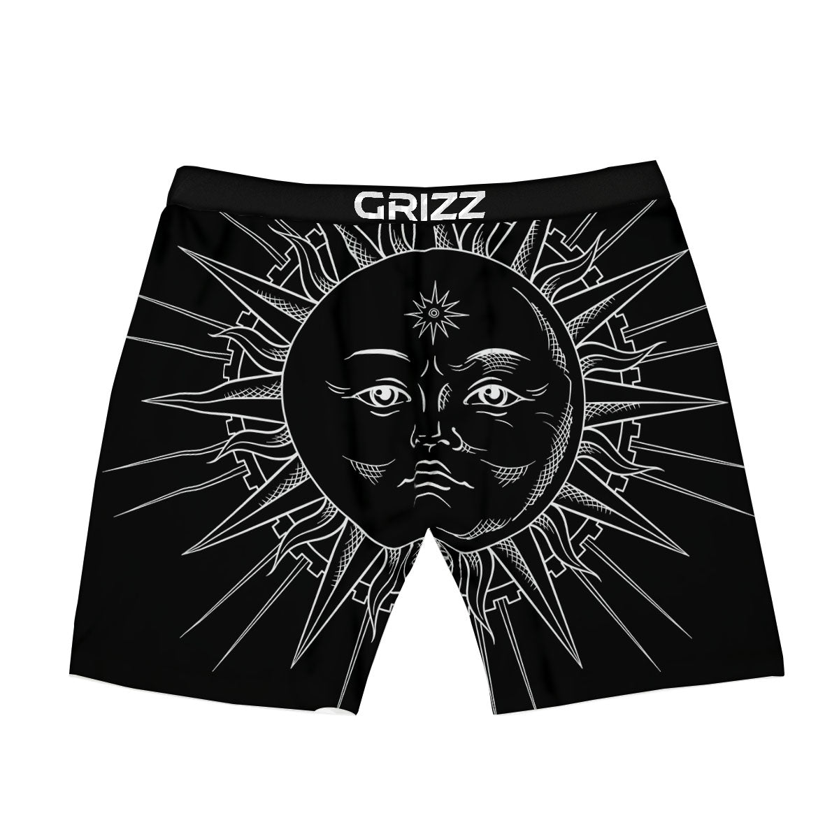 Celestial Sun White And Black Print Boxer Briefs-grizzshop
