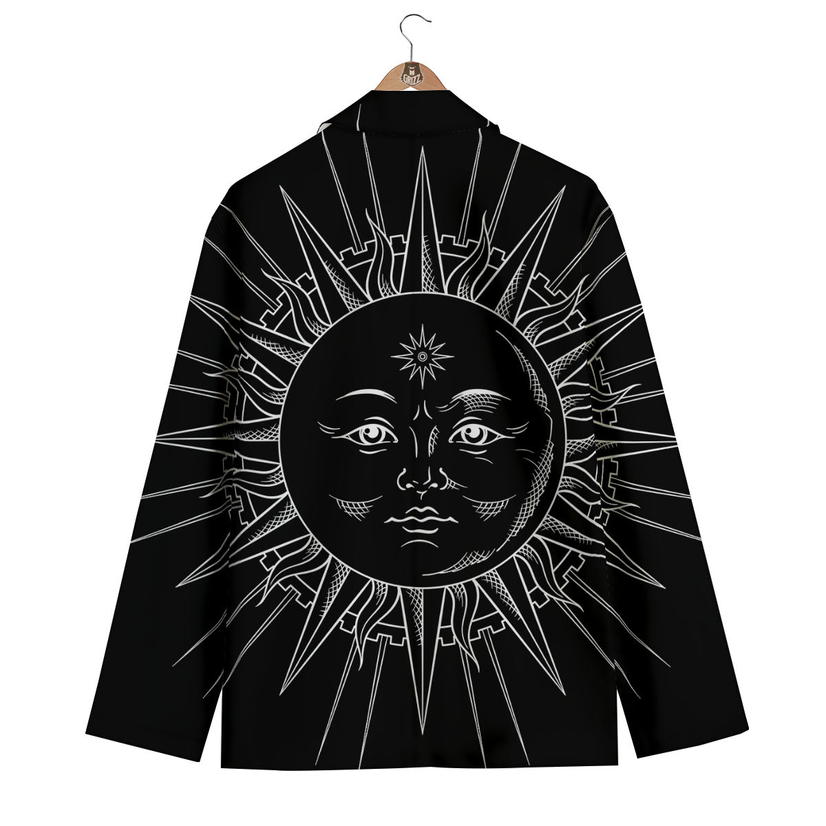 Celestial Sun White And Black Print Men's Blazer-grizzshop