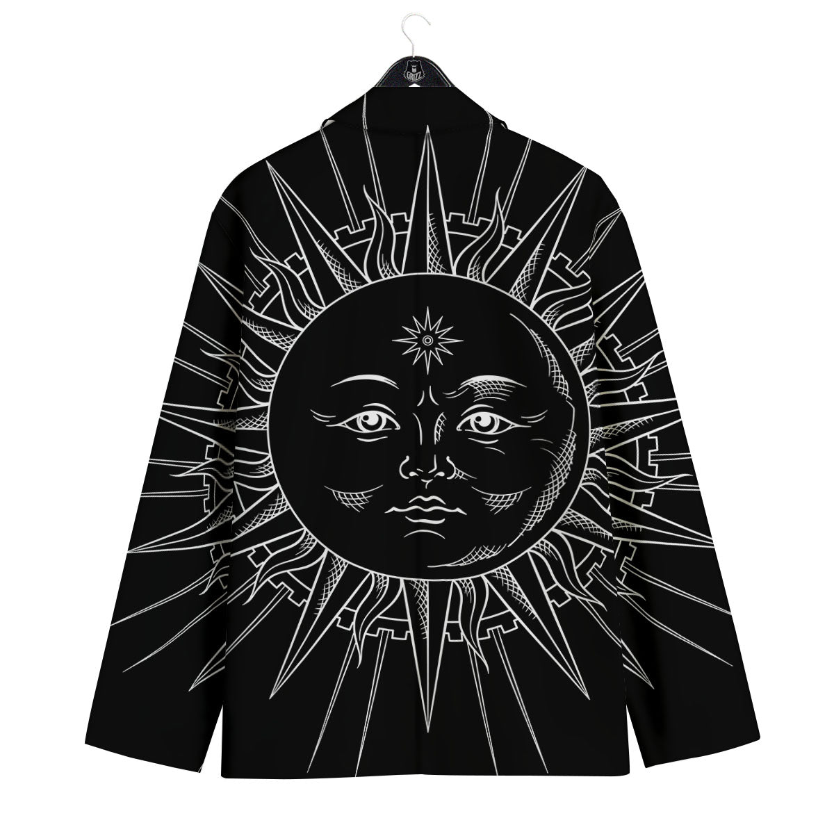Celestial Sun White And Black Print Men's Sport Coat-grizzshop