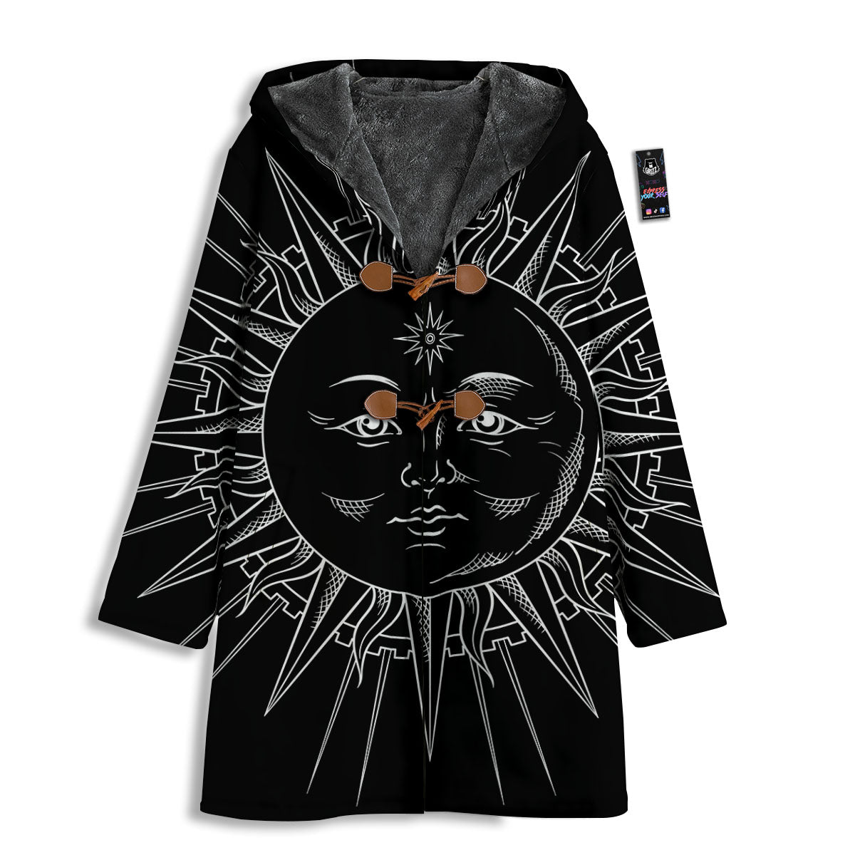 Celestial Sun White And Black Print Men's Windbreaker Jacket-grizzshop