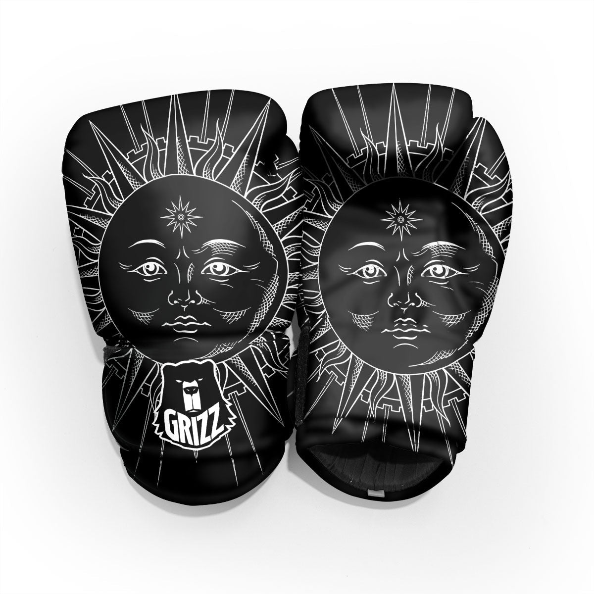 Celestial Sun White And Black Print Pro Boxing Glove