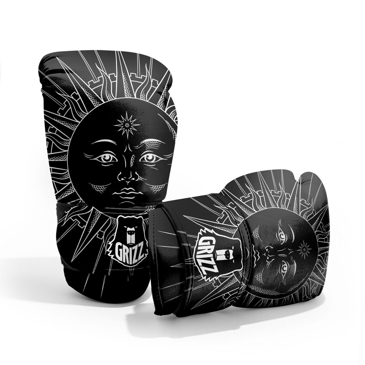 Celestial Sun White And Black Print Pro Boxing Glove