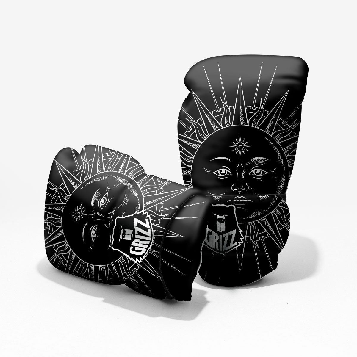 Celestial Sun White And Black Print Pro Boxing Glove