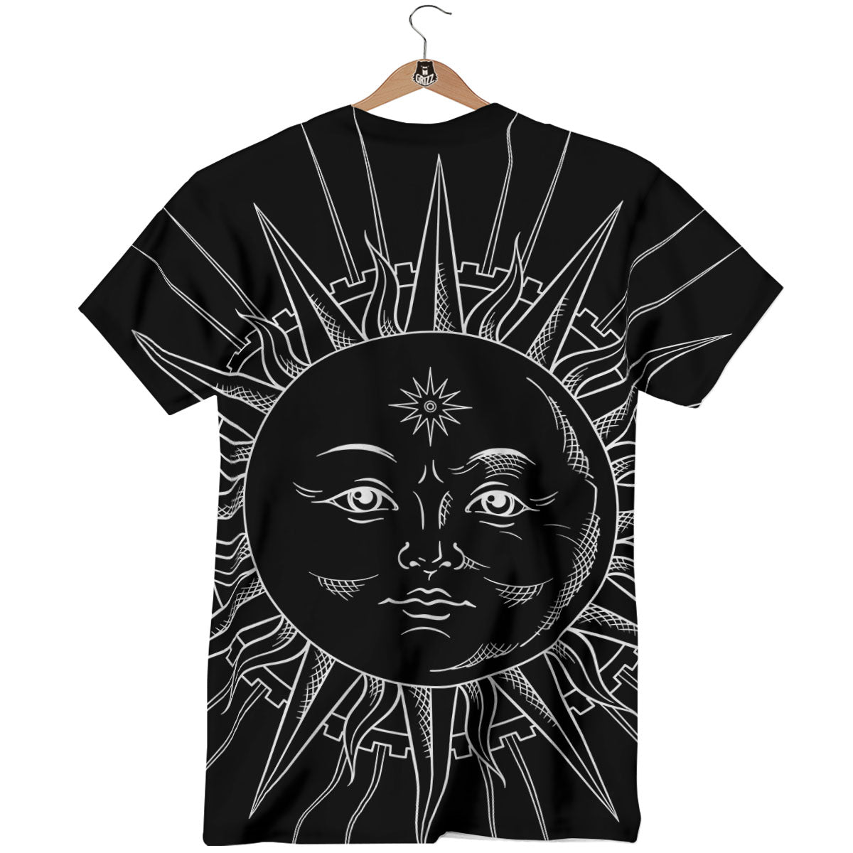 Celestial Sun White And Black Print T-Shirt-grizzshop