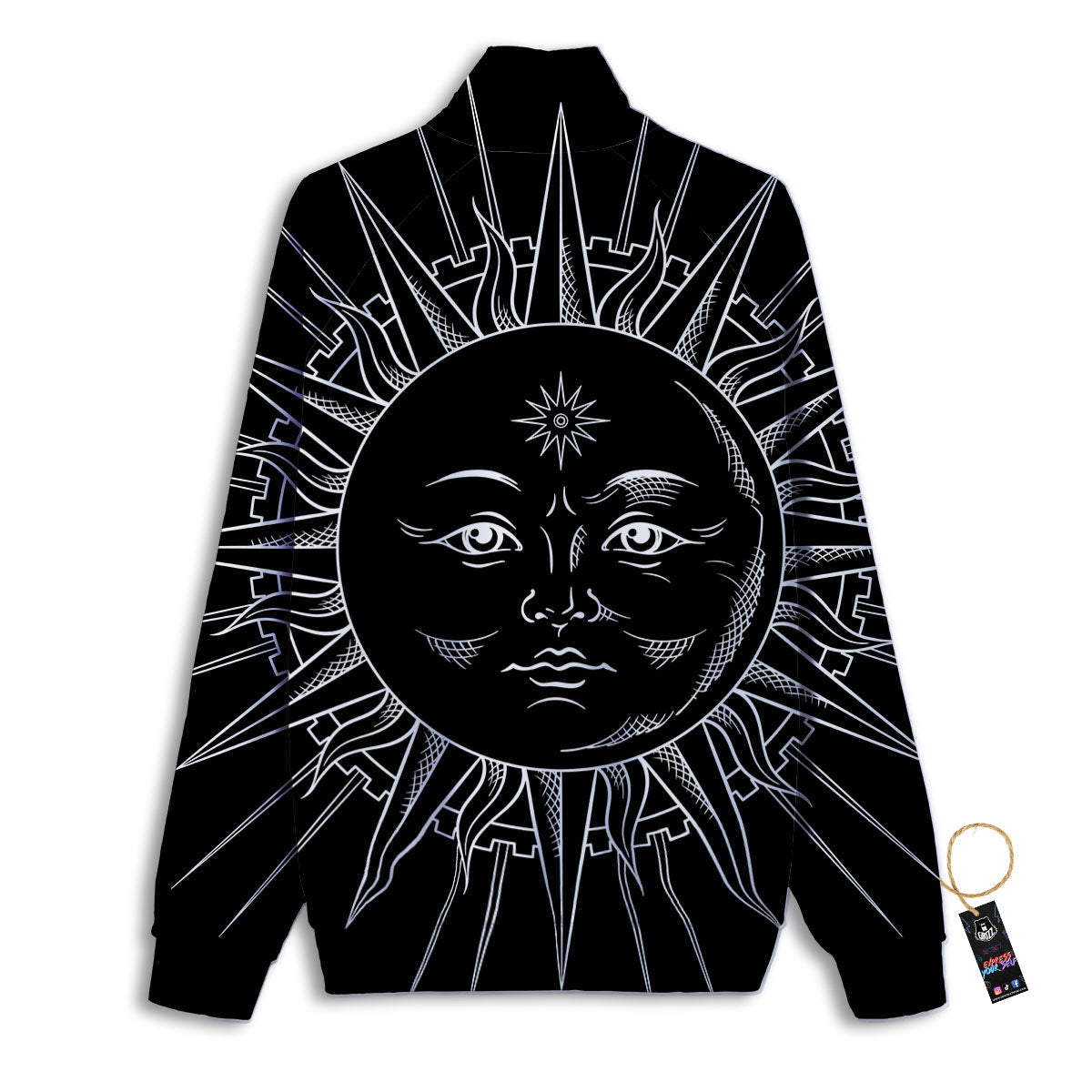 Celestial Sun White And Black Print Track Jacket-grizzshop