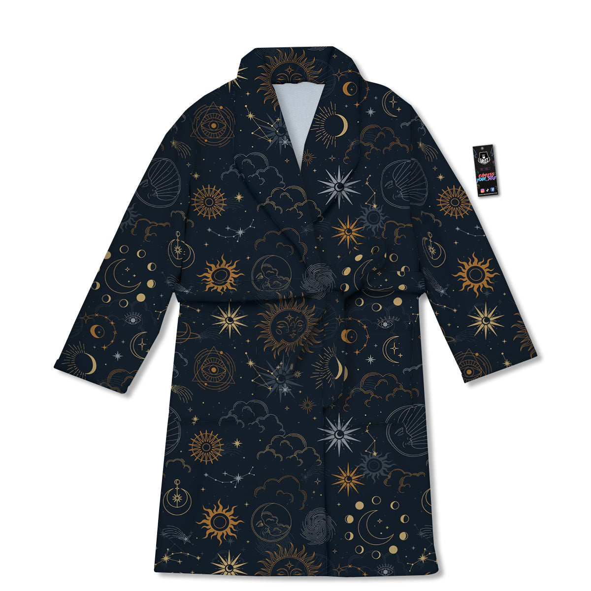 Celestial Vintage Print Pattern Bathrobe-grizzshop