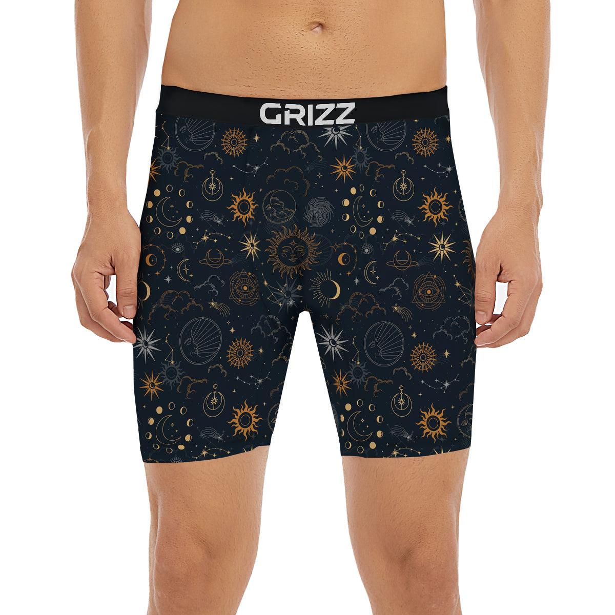 Celestial Vintage Print Pattern Boxer Briefs-grizzshop