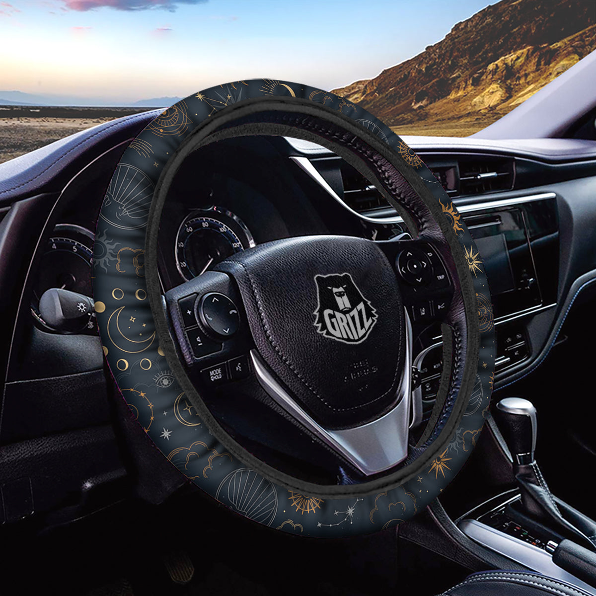 Celestial Vintage Print Pattern Car Steering Wheel Cover-grizzshop