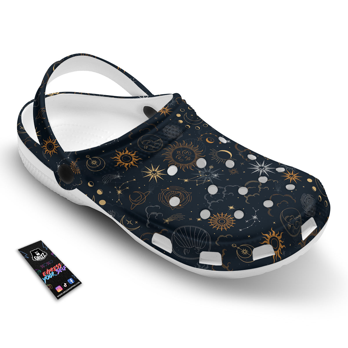 Celestial Vintage Print Pattern Clog-grizzshop