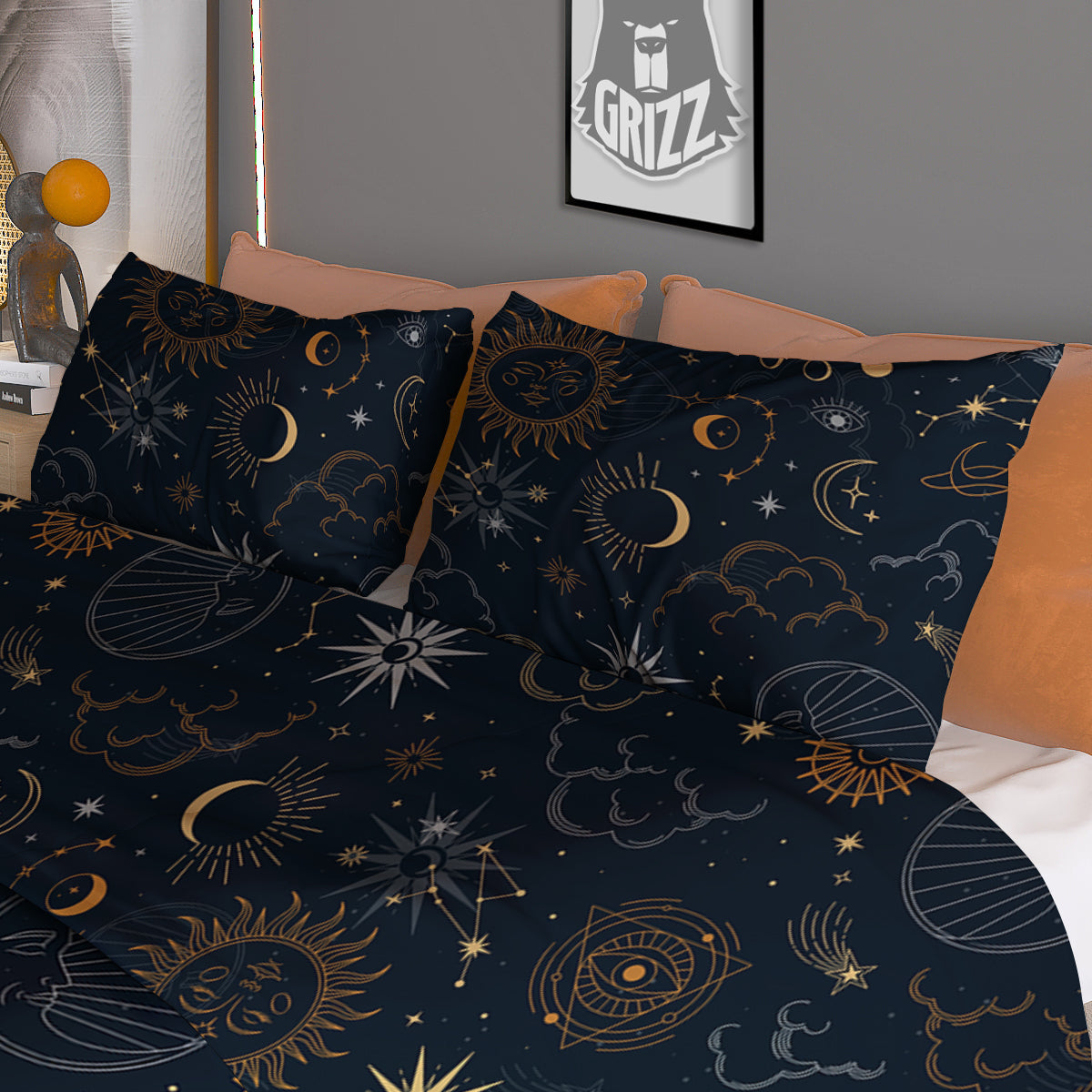 Celestial Vintage Print Pattern Duvet Cover Bedding Set
