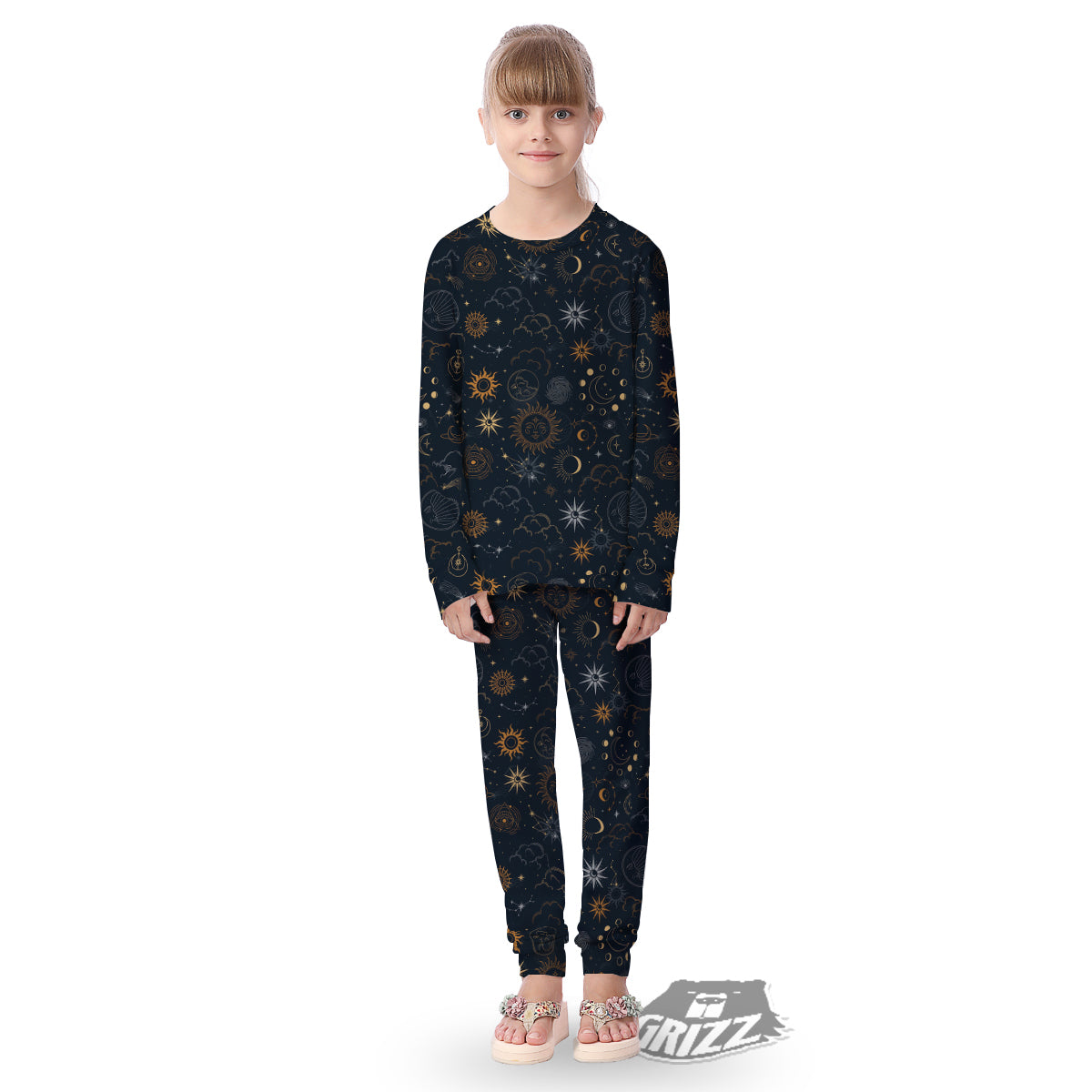 Celestial Vintage Print Pattern Kid's Pajamas-grizzshop