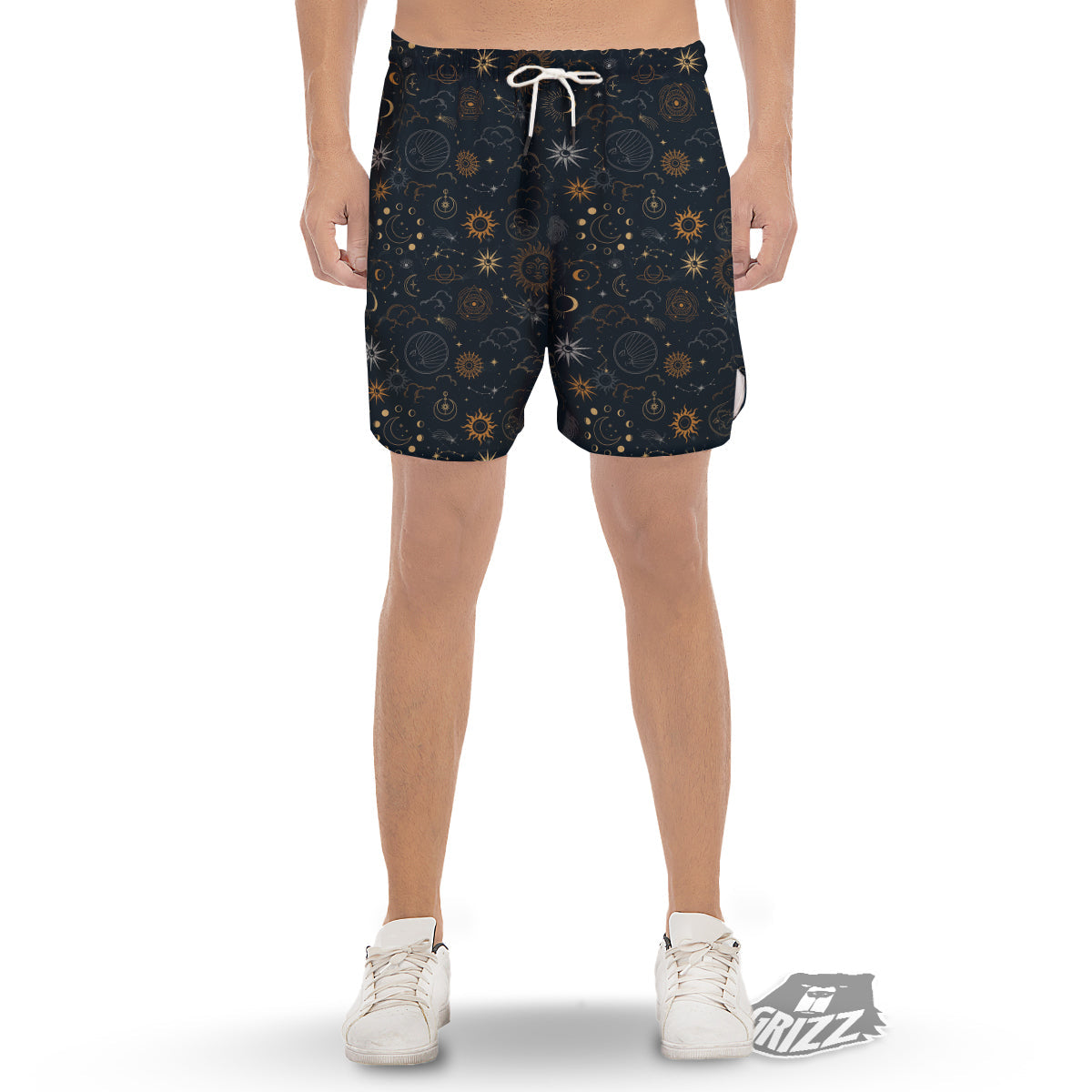 Celestial Vintage Print Pattern Men's Gym Shorts-grizzshop