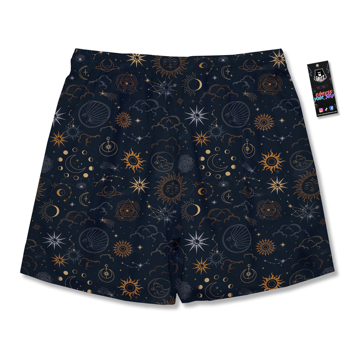 Celestial Vintage Print Pattern Men's Running Shorts-grizzshop