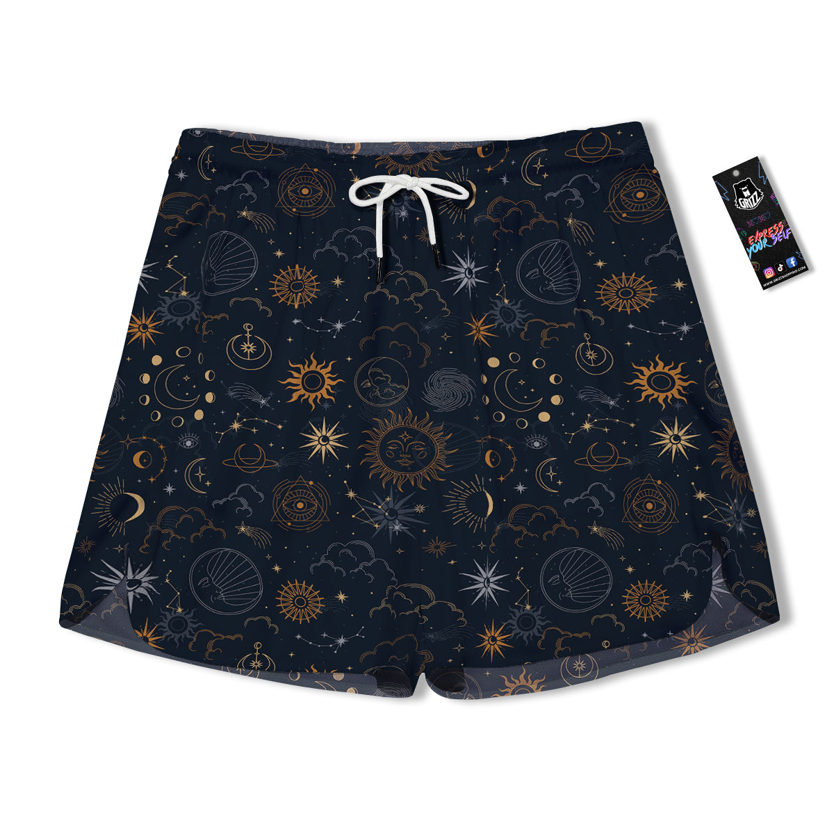 Celestial Vintage Print Pattern Men's Running Shorts-grizzshop