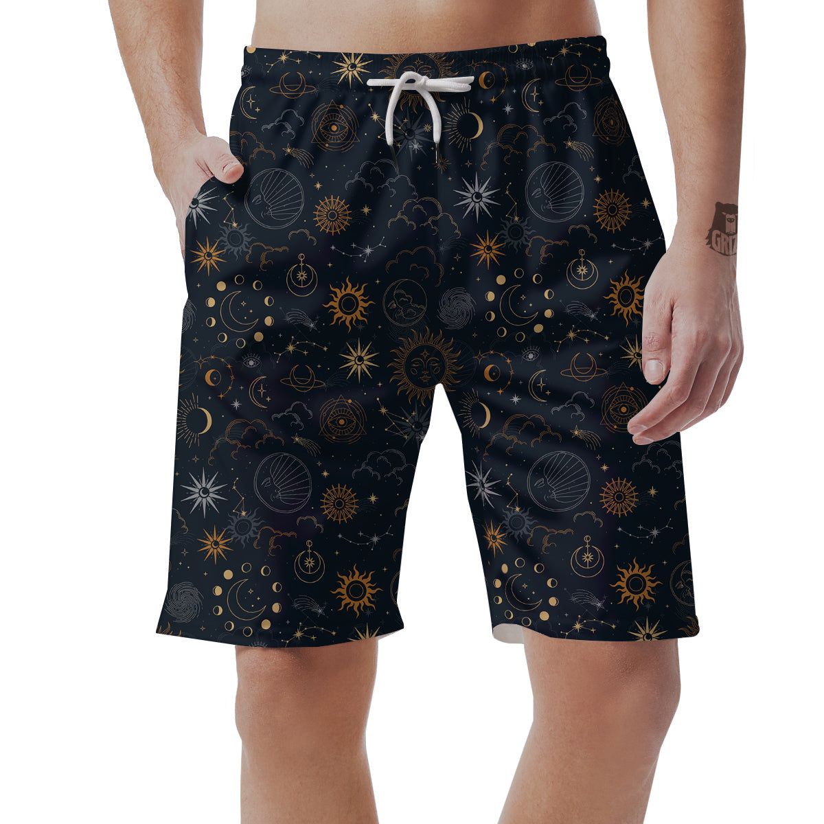 Celestial Vintage Print Pattern Men's Shorts-grizzshop