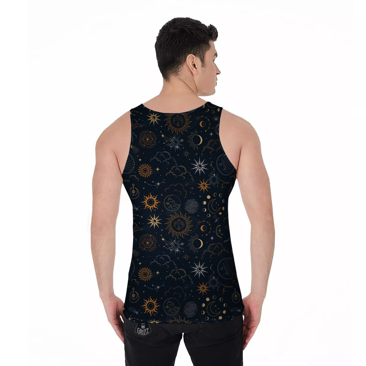 Celestial Vintage Print Pattern Men's Tank Top-grizzshop