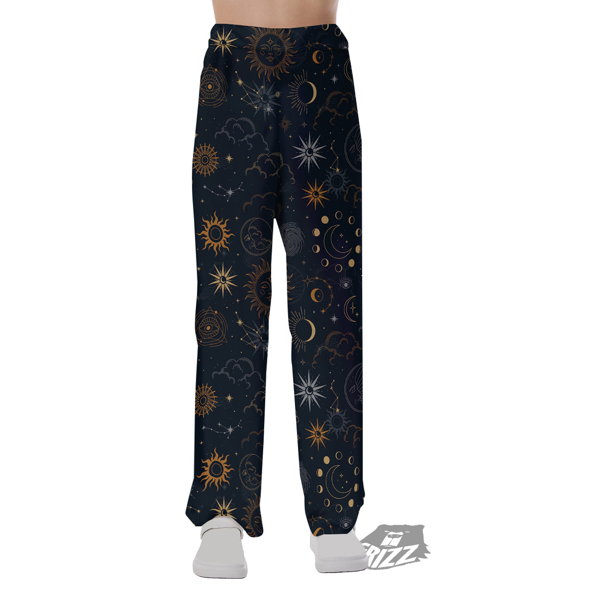 Celestial Vintage Print Pattern Pajama Pants-grizzshop