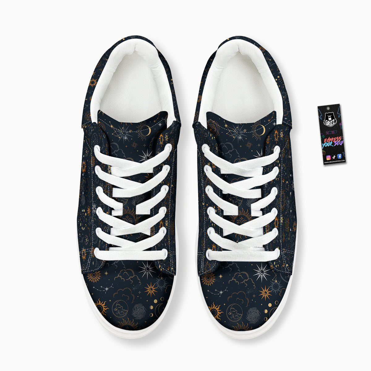 Celestial Vintage Print Pattern Platform Shoes-grizzshop