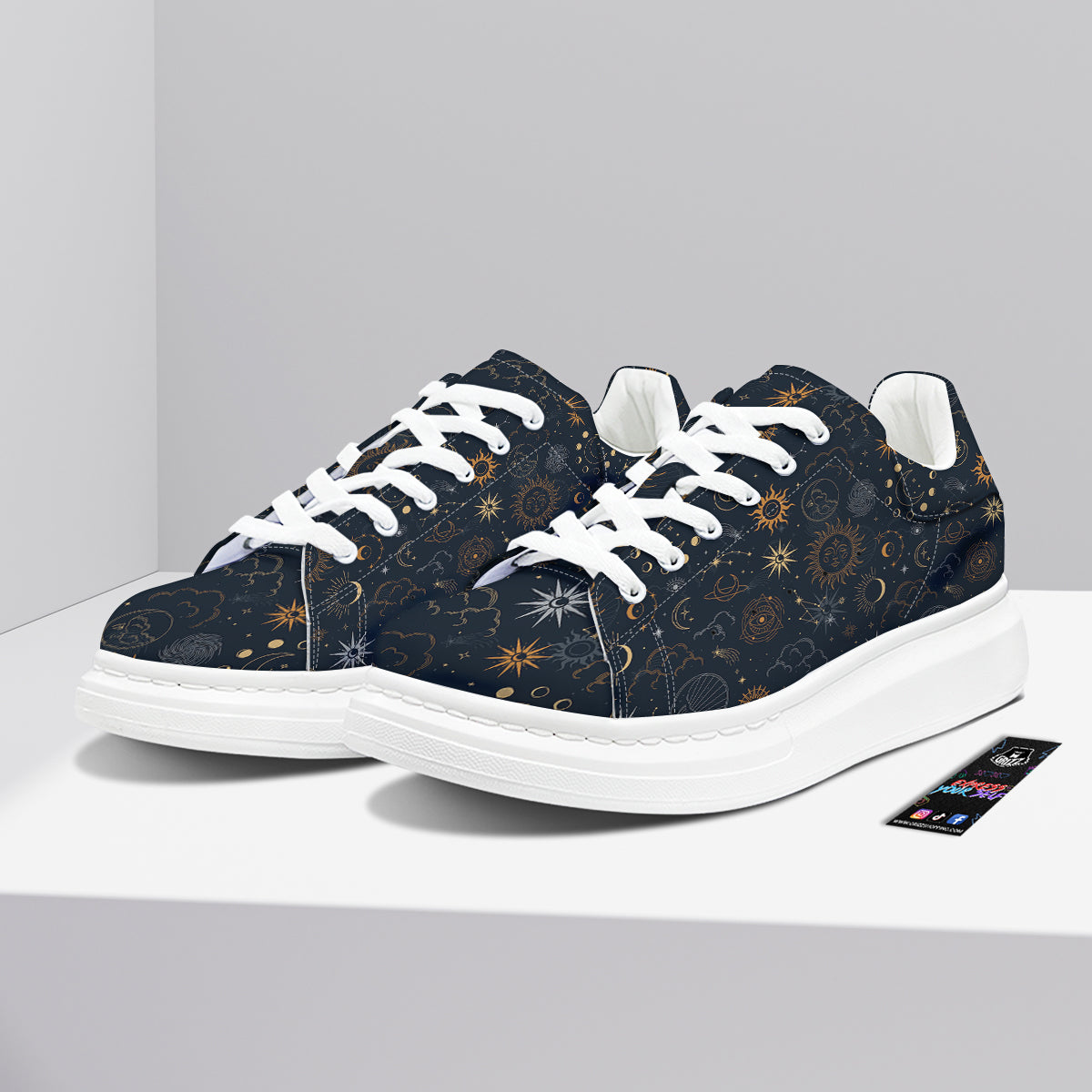 Celestial Vintage Print Pattern Platform Shoes-grizzshop