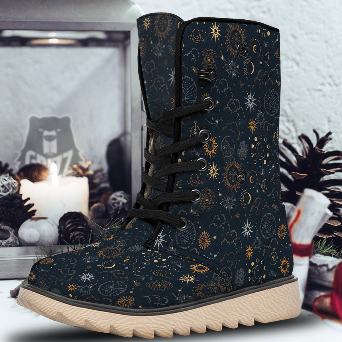 Celestial Vintage Print Pattern Snow Boots-grizzshop