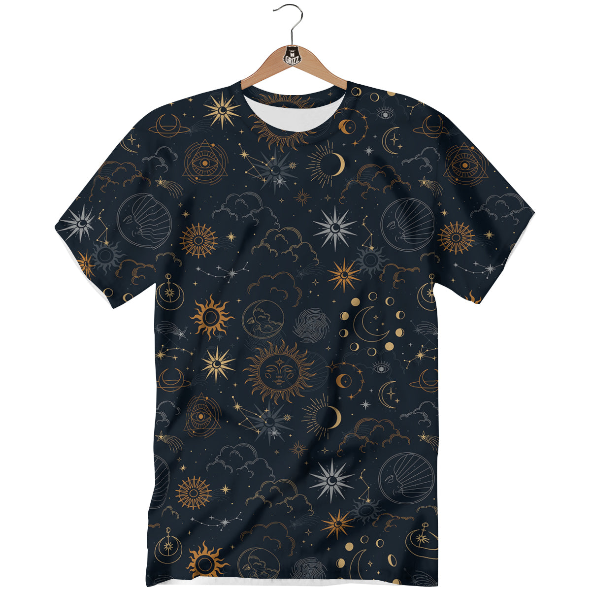 Celestial Vintage Print Pattern T-Shirt-grizzshop