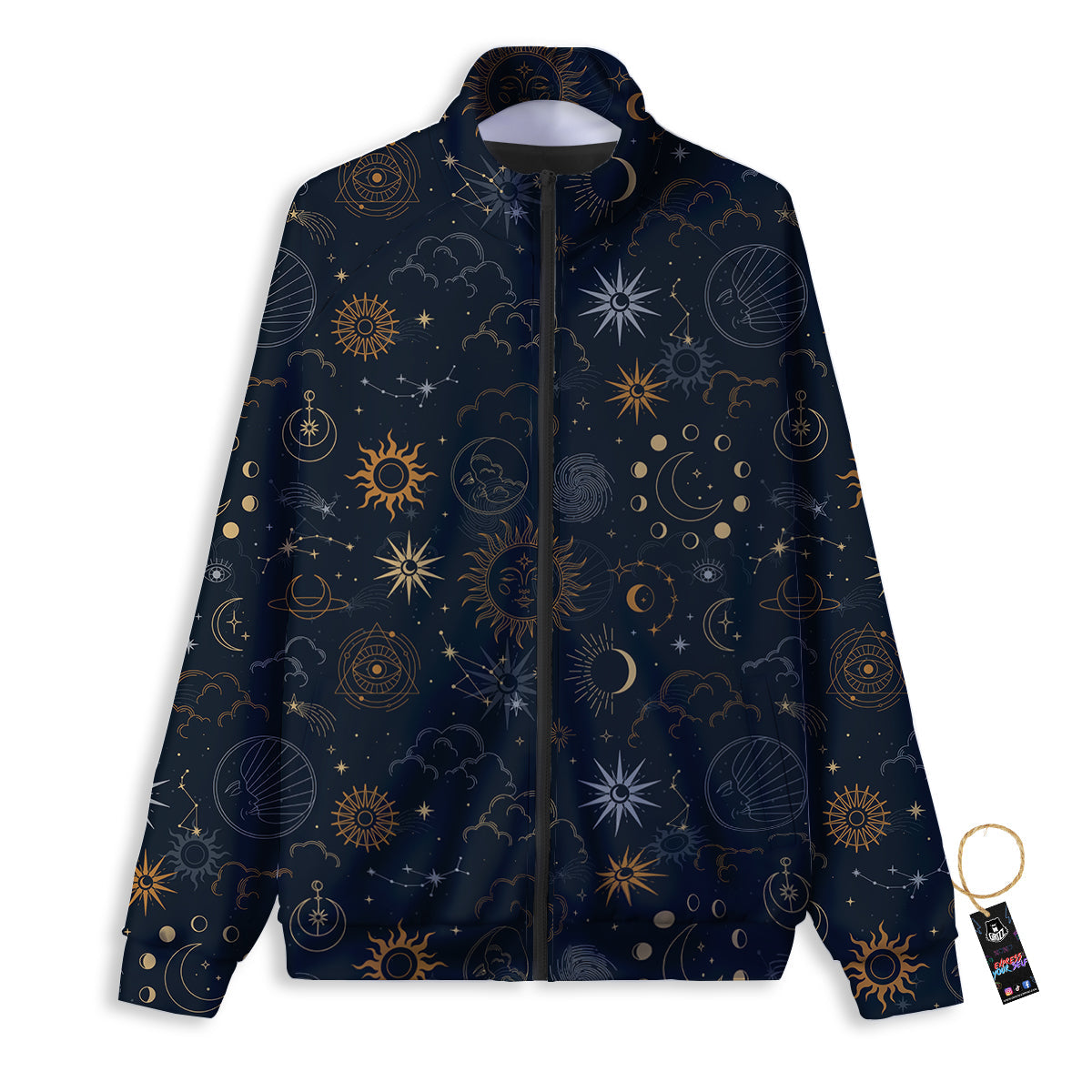 Celestial Vintage Print Pattern Track Jacket-grizzshop