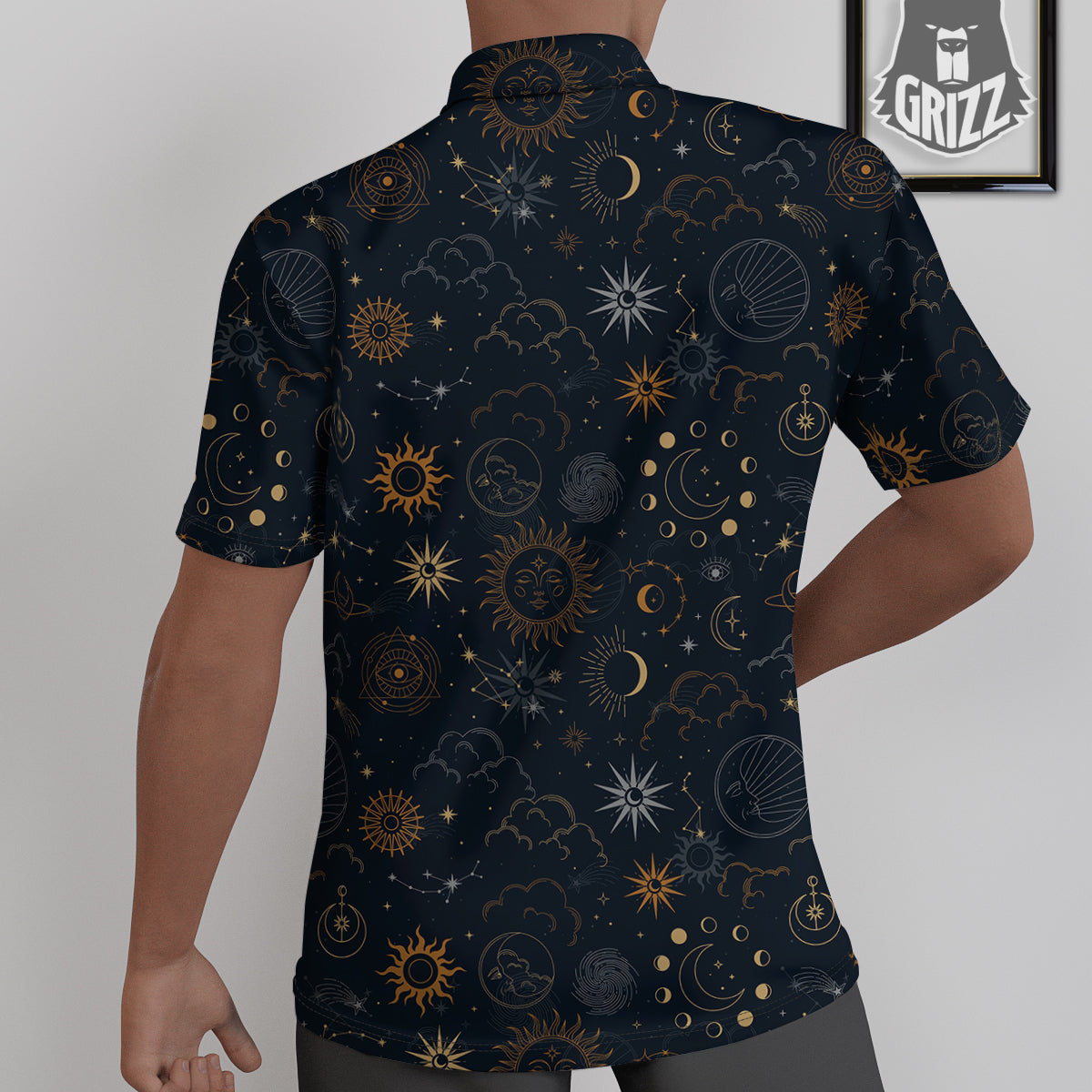 Celestial Vintage Print Pattern Untucked Shirts-grizzshop