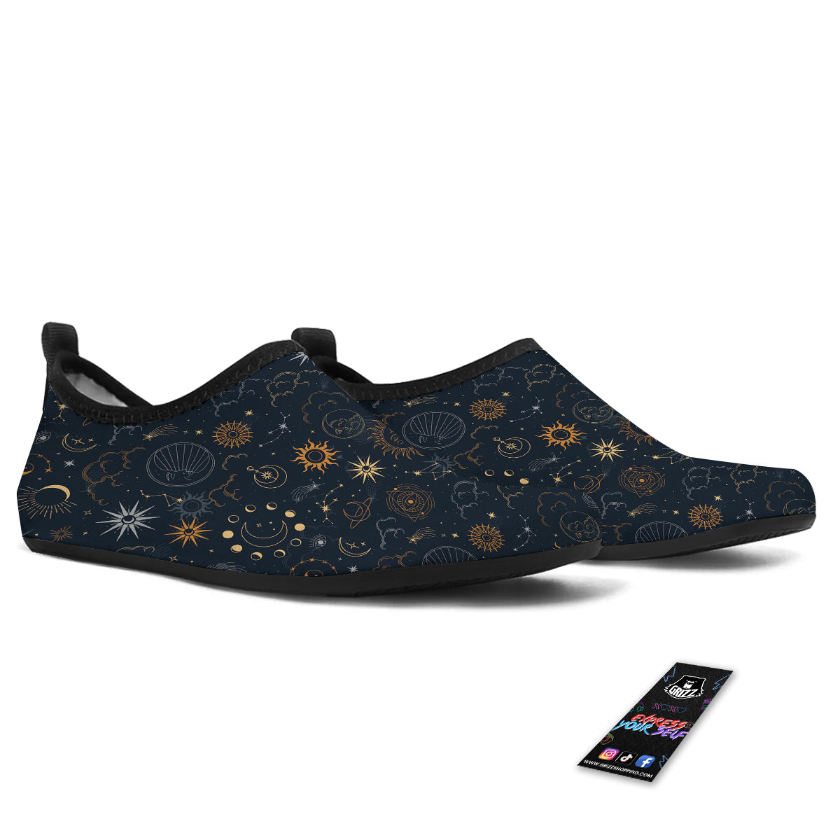 Celestial Vintage Print Pattern Water Shoes-grizzshop