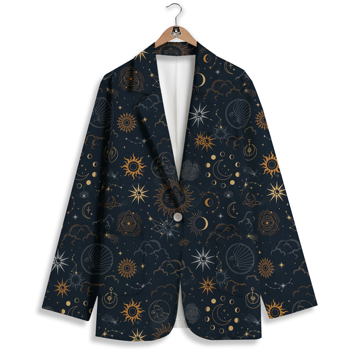 Celestial Vintage Print Pattern Women's Blazer-grizzshop