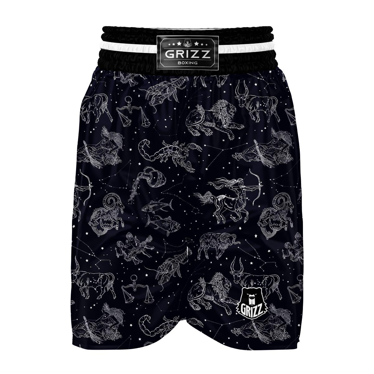 Celestial Zodiac Pattern Print Boxing Shorts-grizzshop