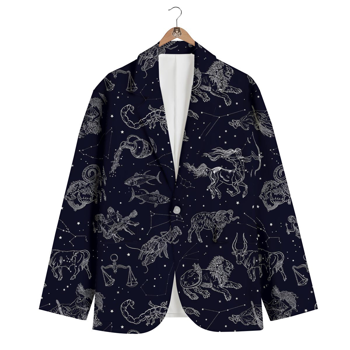 Celestial Zodiac Pattern Print Men's Blazer-grizzshop