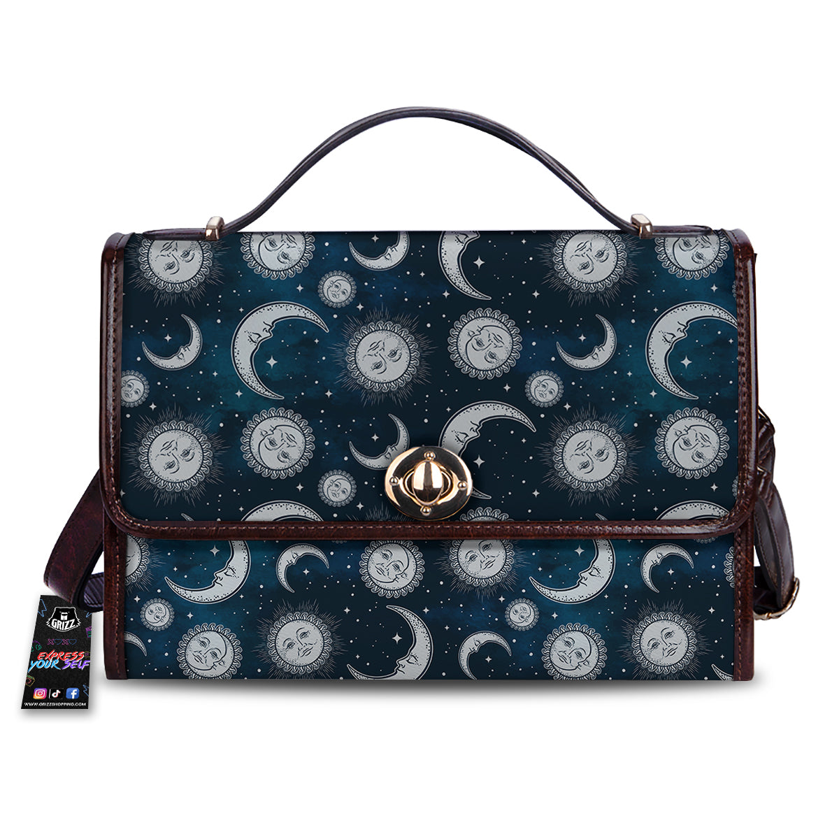 Celestial Blue And White Print Pattern Women's Satchel Bag