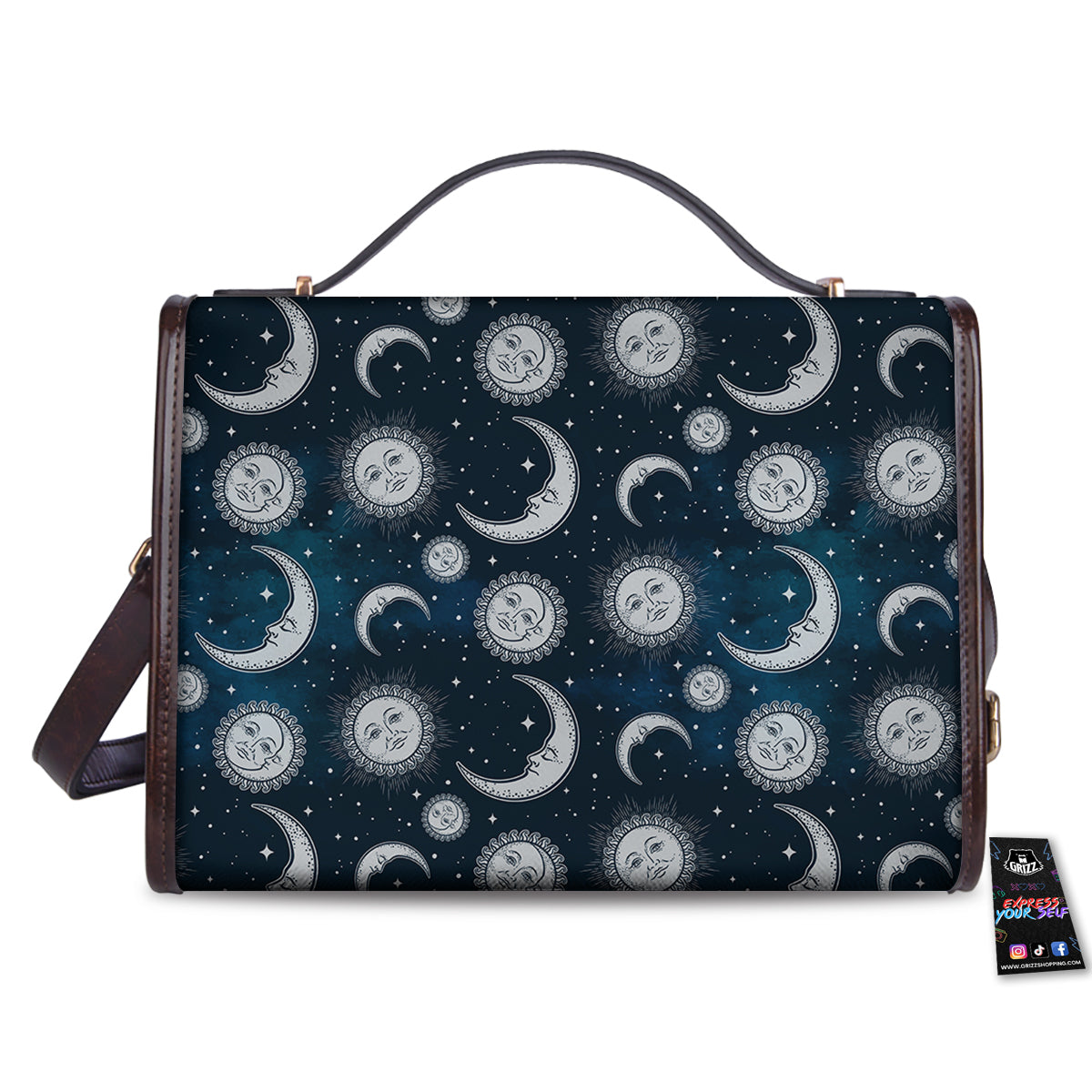 Celestial Blue And White Print Pattern Women's Satchel Bag