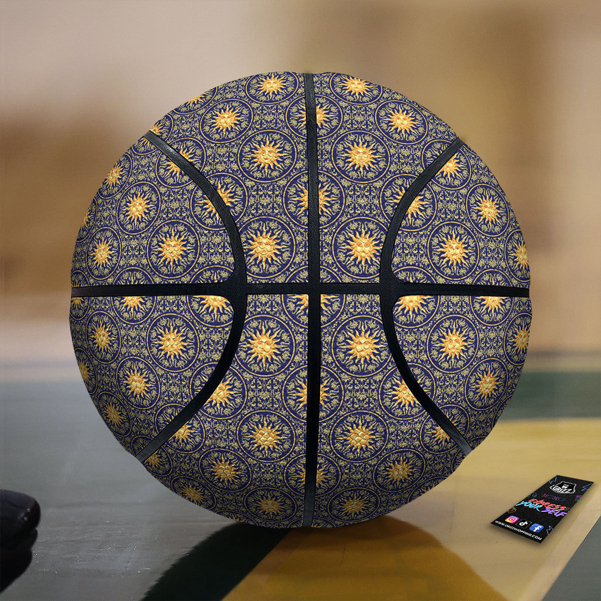 Celestial Gold And Blue Print Pattern Basketball