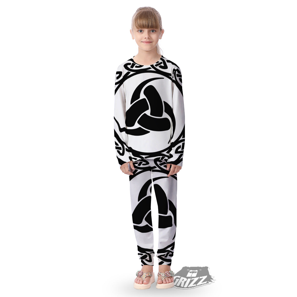 Celtic Endless Knot Symbols Print Kid's Pajamas-grizzshop