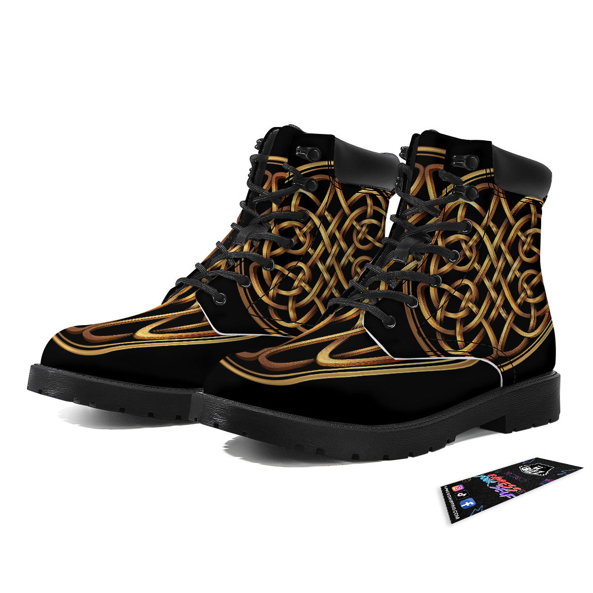 Celtic Knot Golden Print Boots-grizzshop