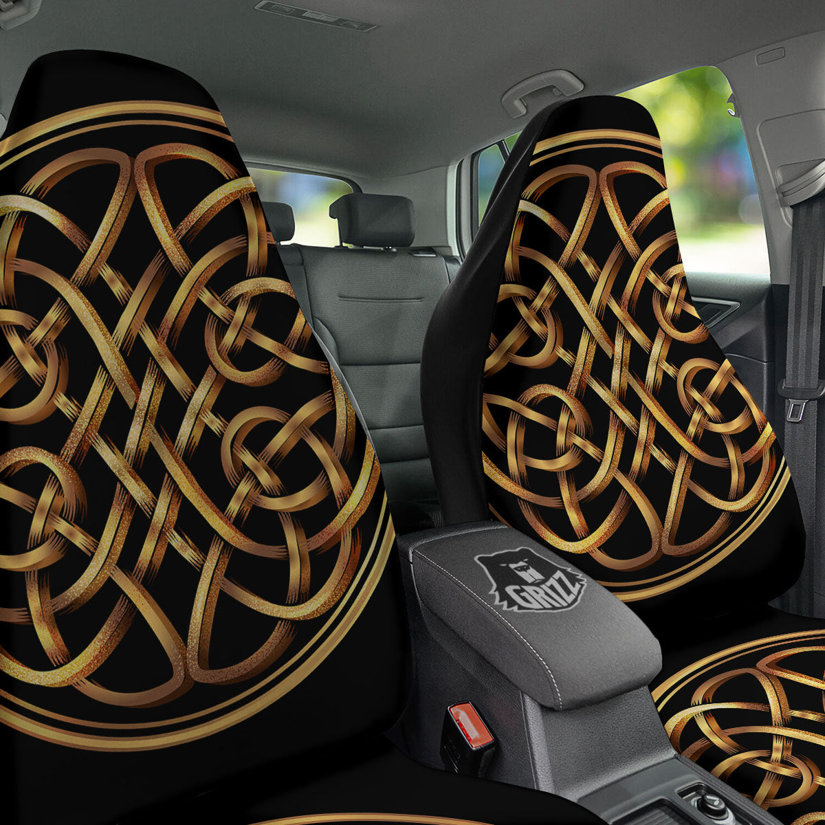 Celtic Knot Golden Print Car Seat Covers-grizzshop
