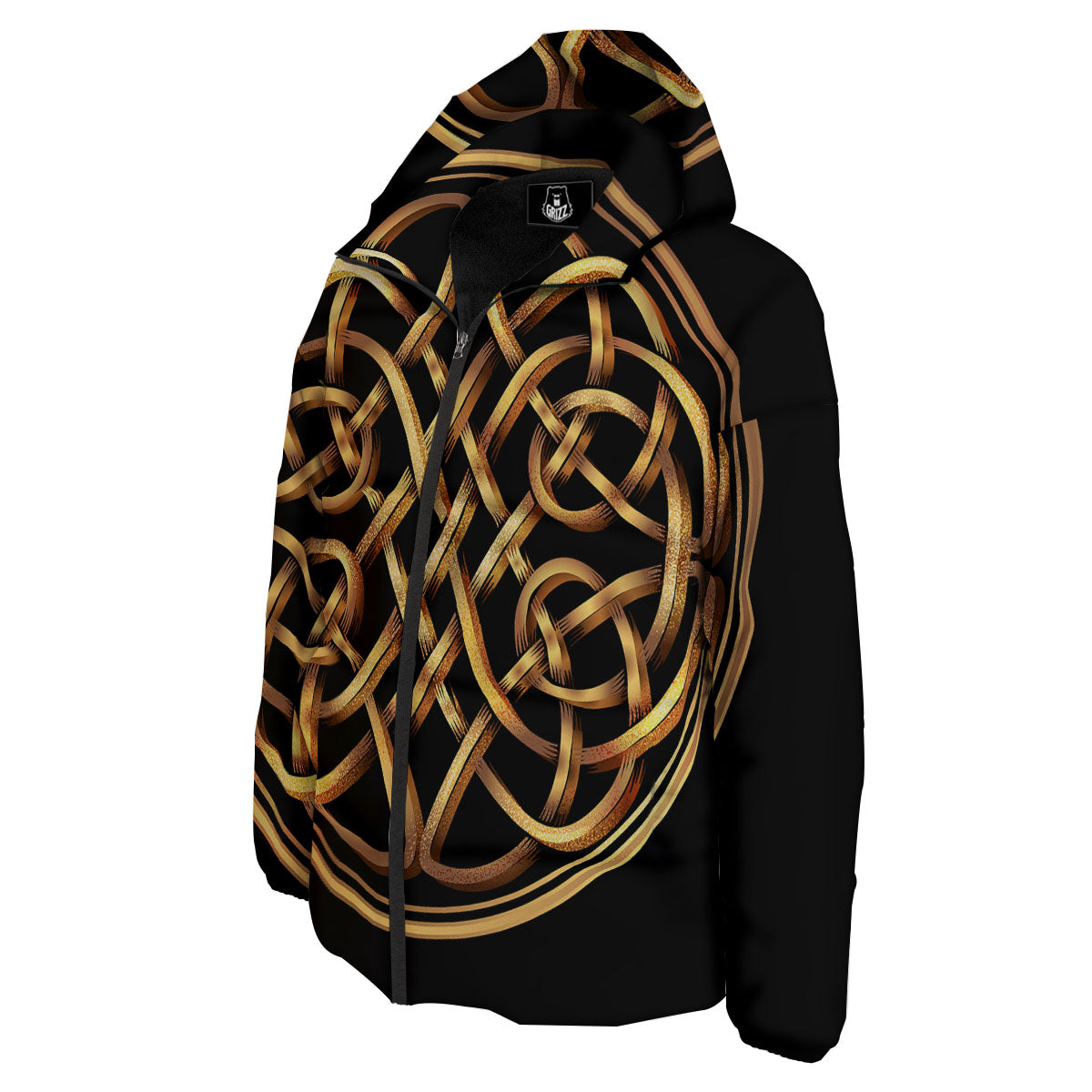 Celtic Knot Golden Print Down Jacket-grizzshop