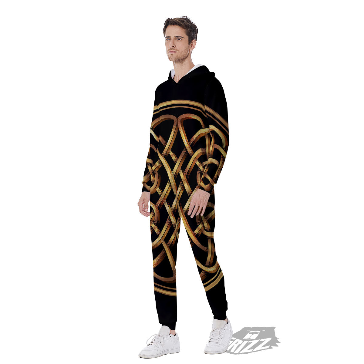 Celtic Knot Golden Print Men's Jumpsuit-grizzshop