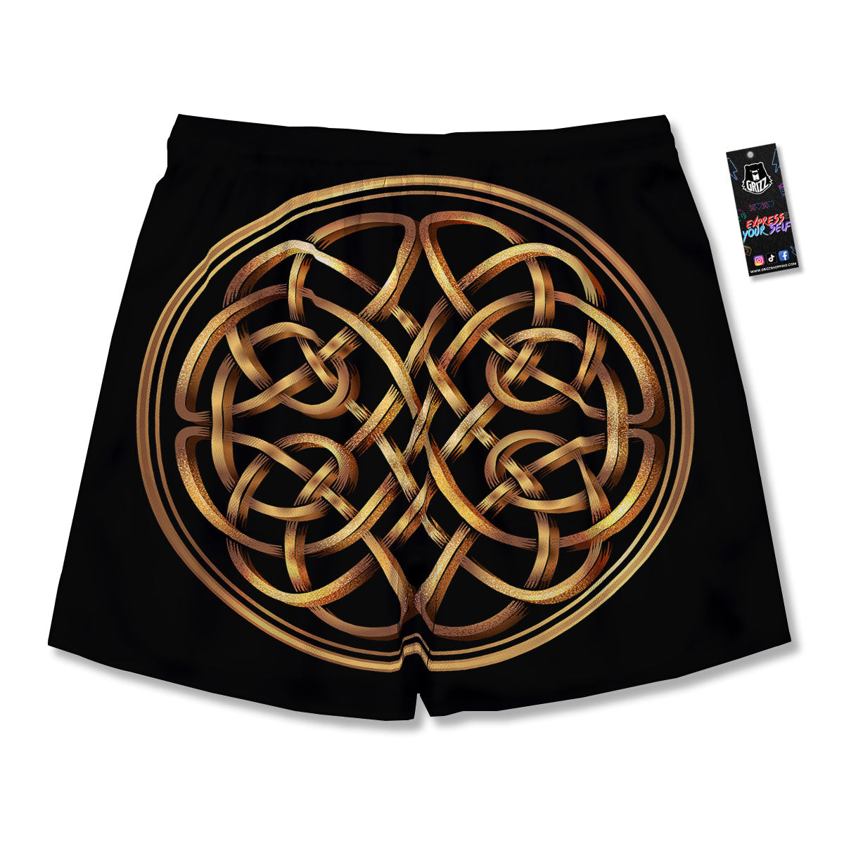 Celtic Knot Golden Print Men's Running Shorts-grizzshop