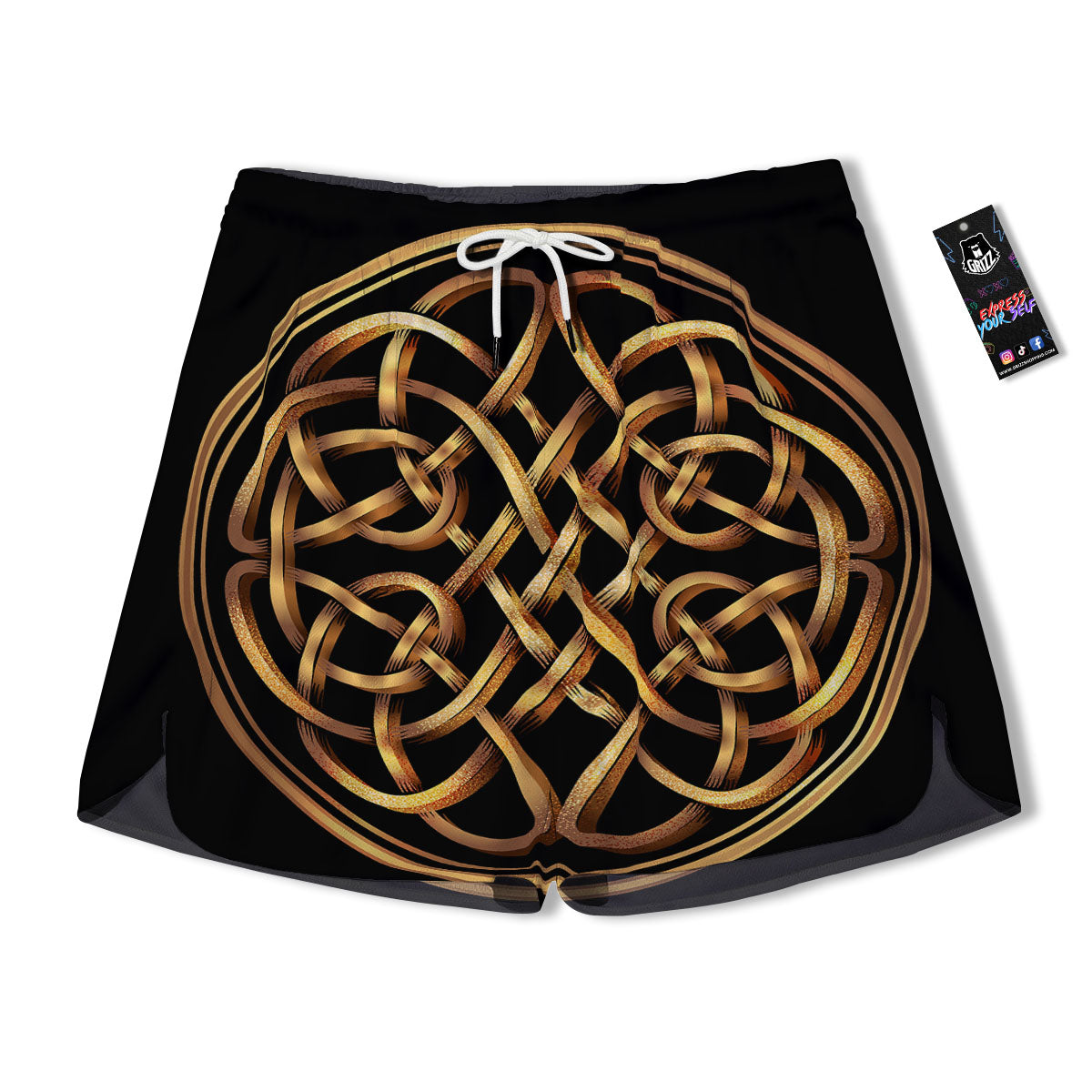 Celtic Knot Golden Print Men's Running Shorts-grizzshop