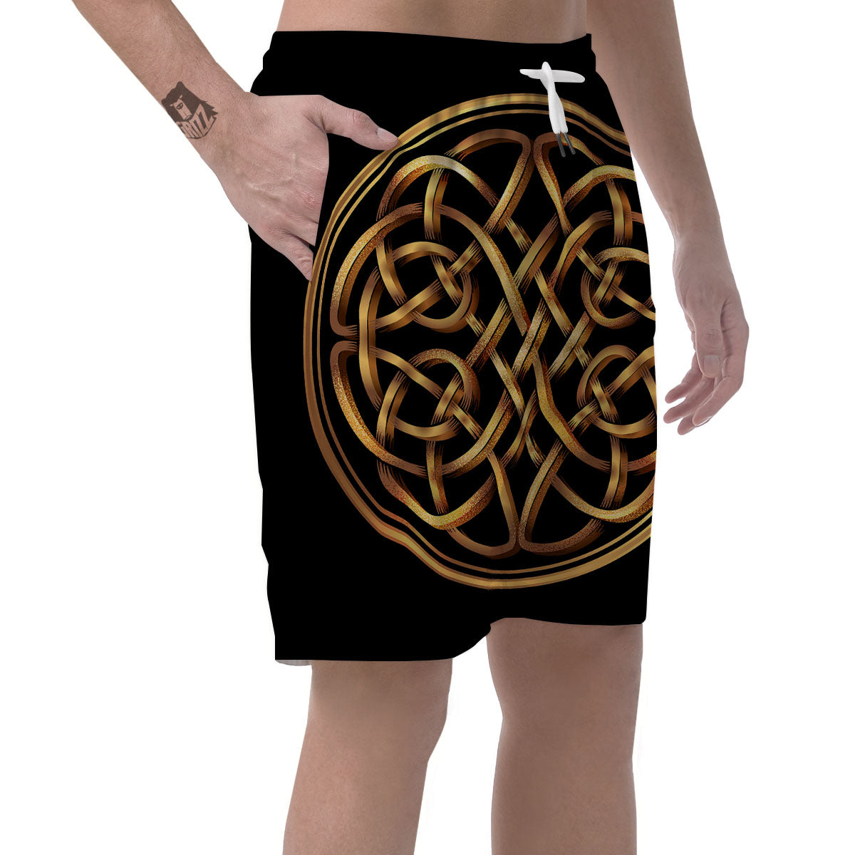 Celtic Knot Golden Print Men's Shorts-grizzshop