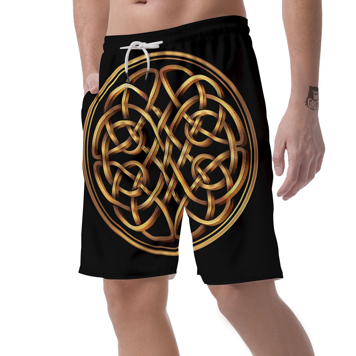 Celtic Knot Golden Print Men's Shorts-grizzshop