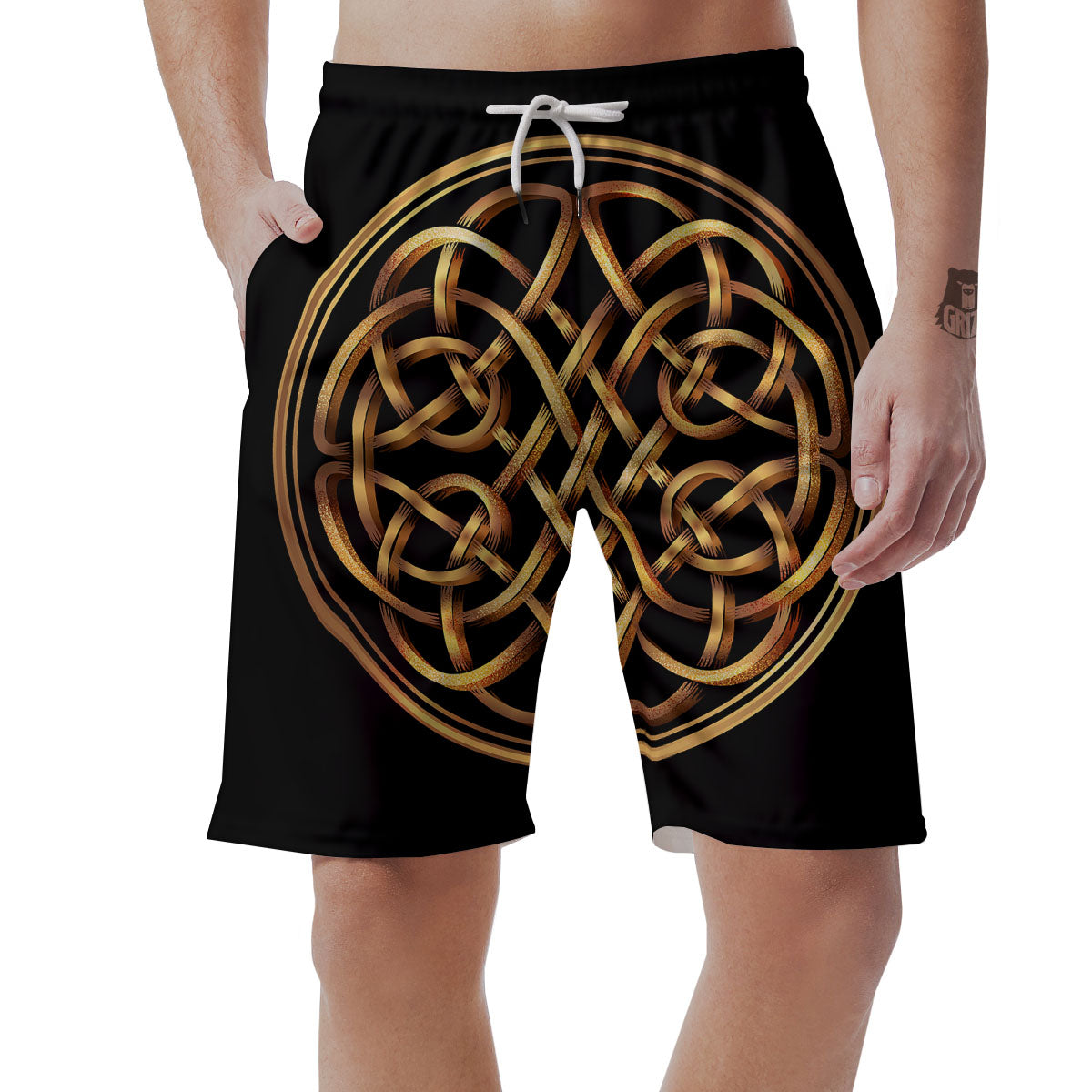 Celtic Knot Golden Print Men's Shorts-grizzshop