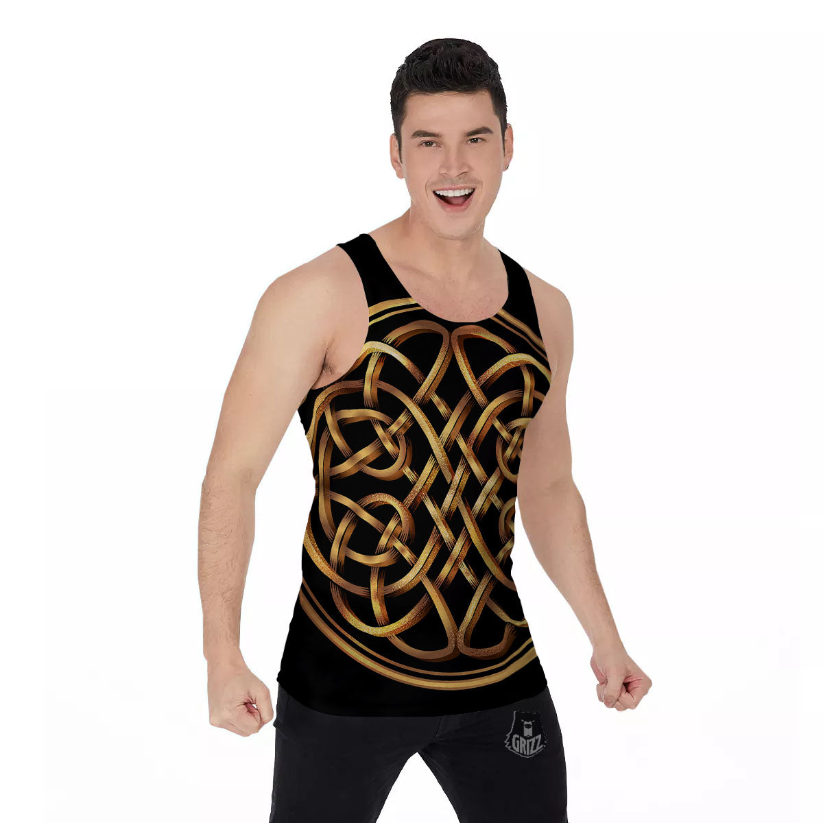 Celtic Knot Golden Print Men's Tank Top-grizzshop