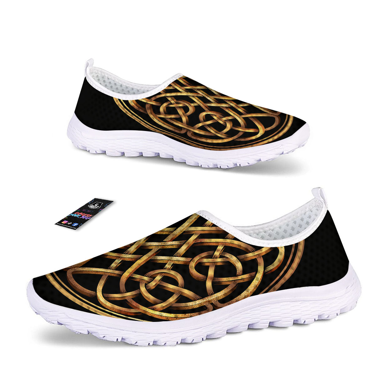 Celtic Knot Golden Print Nurse Shoes-grizzshop