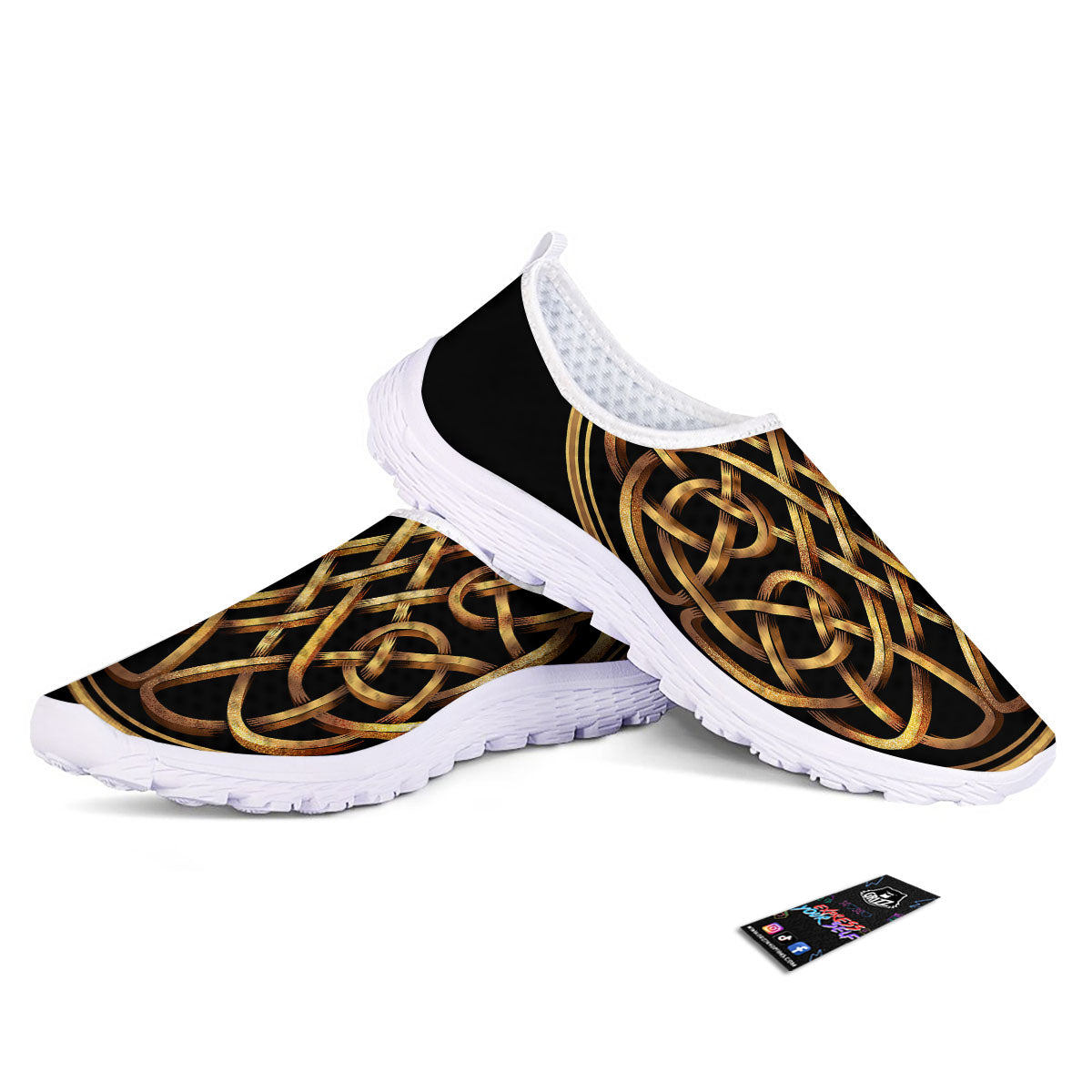 Celtic Knot Golden Print Nurse Shoes-grizzshop