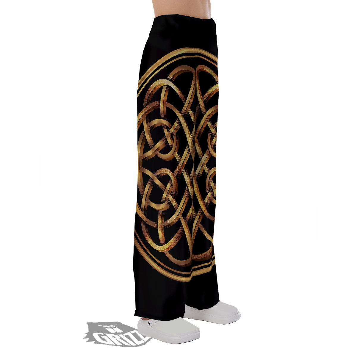 Celtic Knot Golden Print Pajama Pants-grizzshop