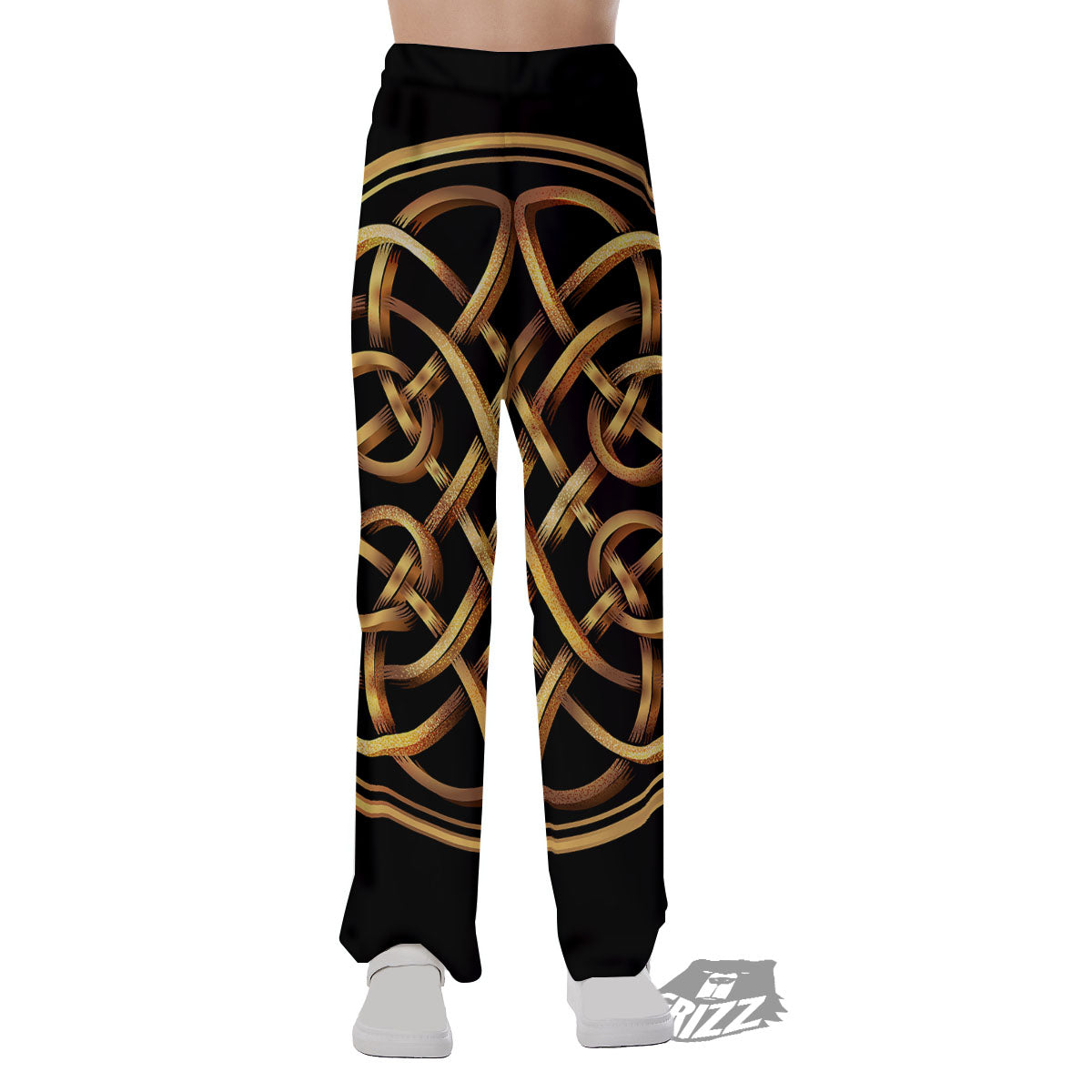 Celtic Knot Golden Print Pajama Pants-grizzshop